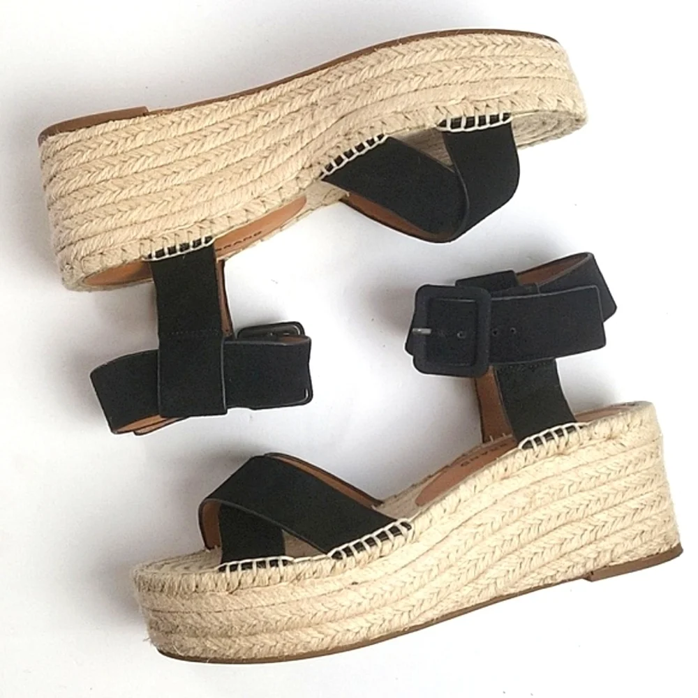Lucky Brand Audrinah Black Suede Leather Ankle Strap Platform Espadrille… - Picture 11 of 16